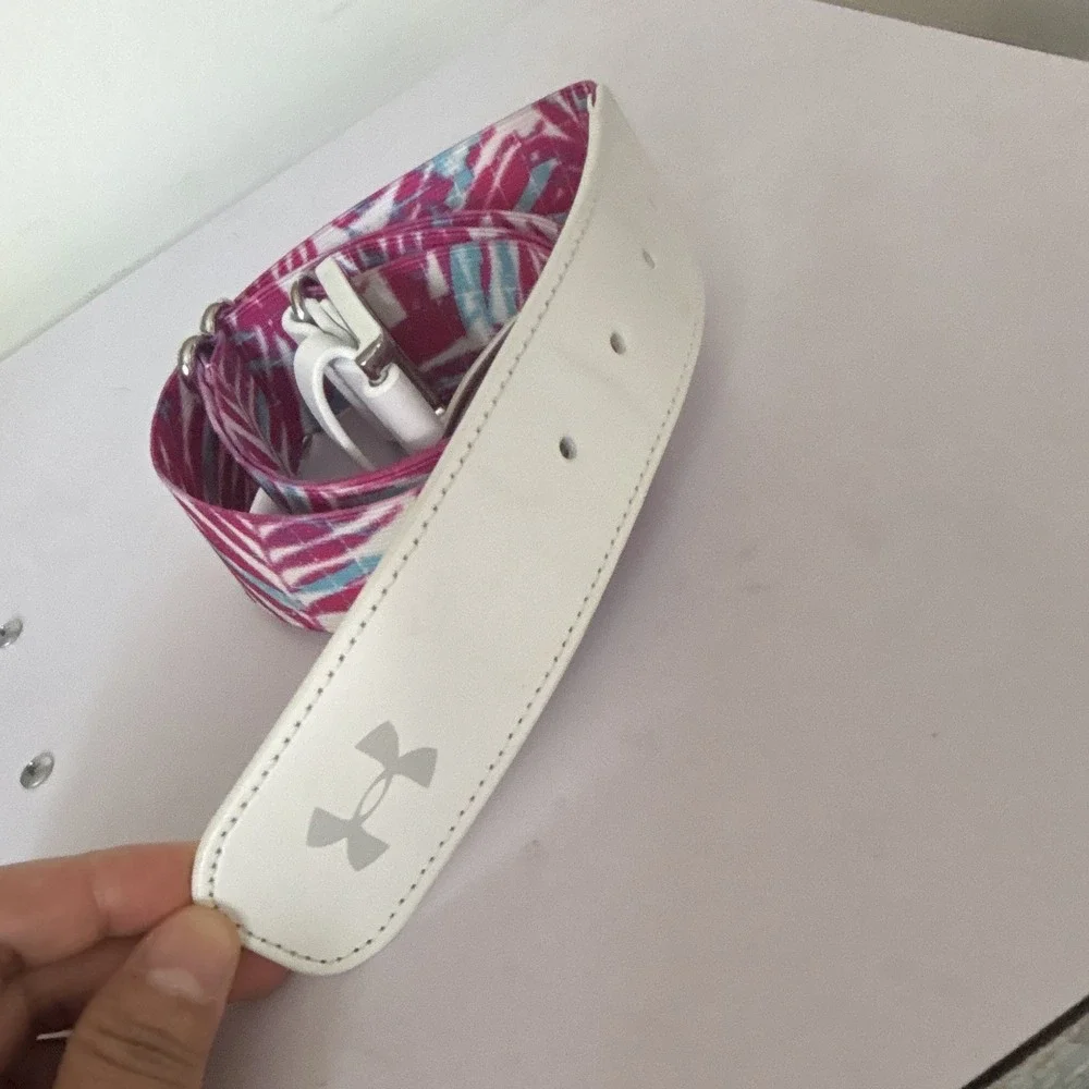 Under Armour Women's Fashion Belt White Pink Blue Abstract Adjustable Buckle